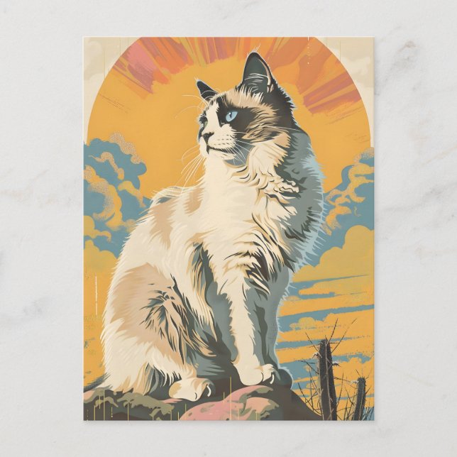 Ragdoll Cat Vintage Art Postcard (Front)