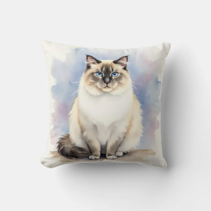 Ragdoll Cat Watercolor Dream Cloud Art Cushion