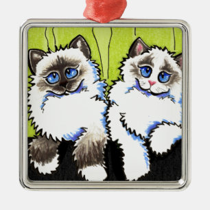 Ragdoll Cats Pair of Dolls Off-Leash Art™ Metal Tree Decoration
