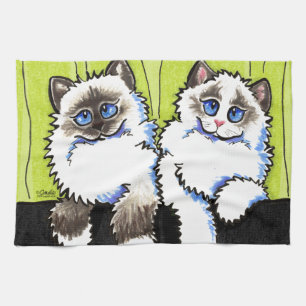 Ragdoll Cats Pair of Dolls Off-Leash Art™ Tea Towel