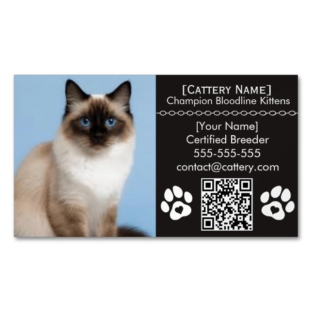 Ragdoll Cattery Customisable Cat Breeder Magnet  (Front)