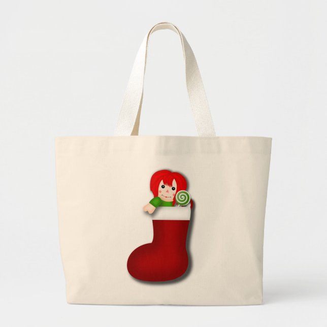 RAGDOLL CHRISTMAS STOCKING LARGE TOTE BAG (Front)