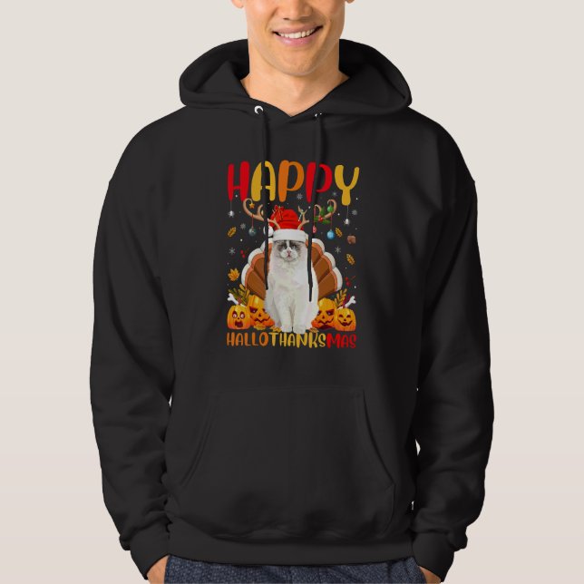 Ragdoll Dog  Happy Ragdoll Hellothanksmas Hoodie (Front)
