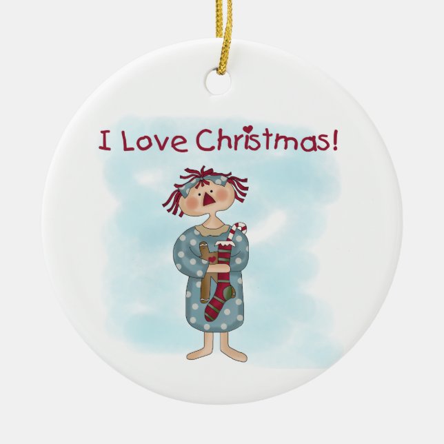 Ragdoll I Love Christmas Ornament (Front)