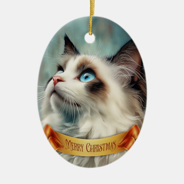 Ragdoll kitten ceramic ornament (Front)