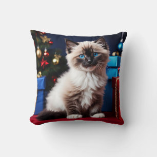 Ragdoll Kitten Christmas Present Cushion