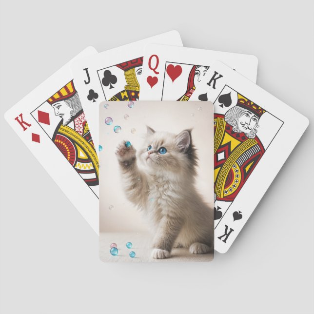 Ragdoll Kitten Playing With Bubbles Cards (Back)