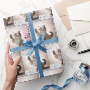 Ragdoll Kitten Playing With Bubbles Wrapping Paper