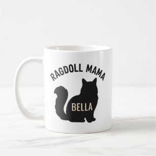 Ragdoll Mama Cat Silhouette Personalized Name Coffee Mug