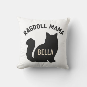 Ragdoll Mama Cat Silhouette Personalized Name Cushion