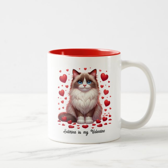 Ragdoll Romance: Valentine's Day Heartfelt Paws Two-Tone Coffee Mug (Right)
