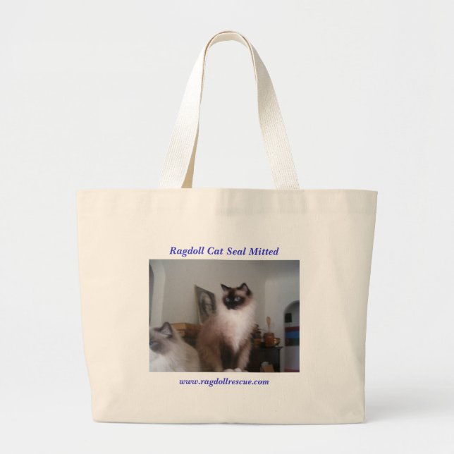Ragdoll Seal Mitted Large Tote Bag (Front)