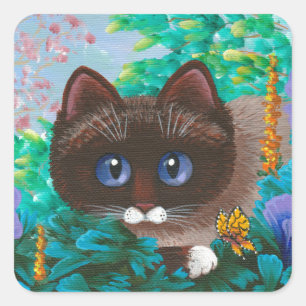 Ragdoll Siamese Cat Creationarts Square Sticker