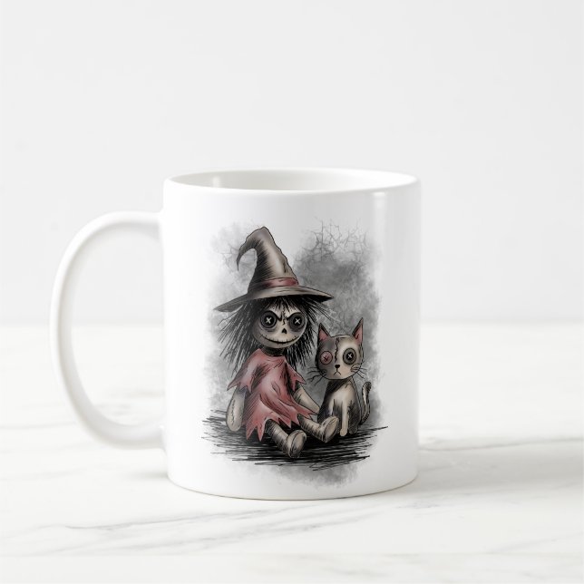 Ragdoll Witch and Cat Coffee Mug (Left)