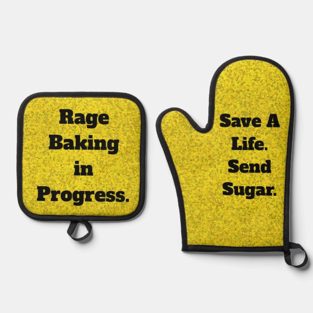 Rage Baking Oven Mitt and Pot Holder Set (Front)