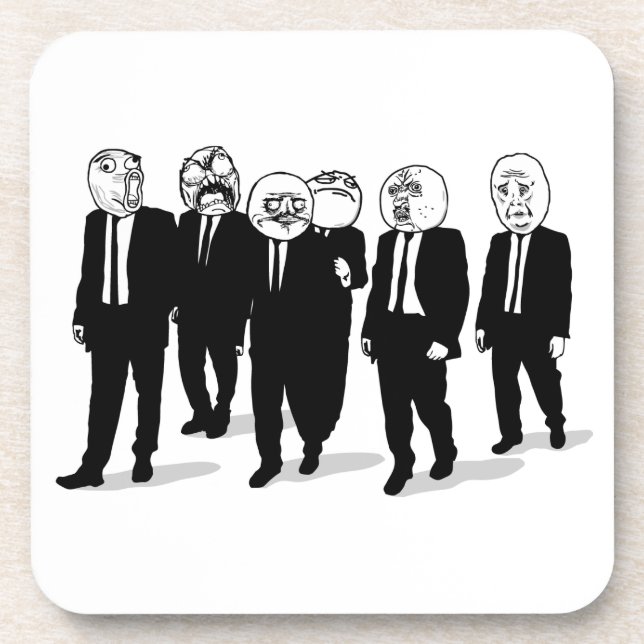 Rage Comic Meme Faces Walking. Me Gusta. Coaster (Front)