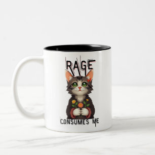 Rage Consumes Me Cat Flower Two-Tone Coffee Mug
