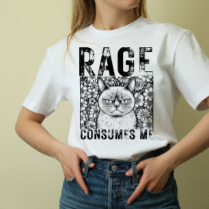 Rage Consumes Me Cat Meme Line Art Unisex  T-Shirt