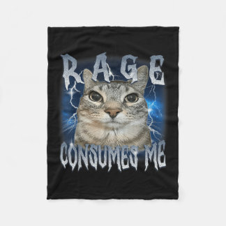 Rage Consumes Me Cat Vintage Funny Meme Fleece Blanket