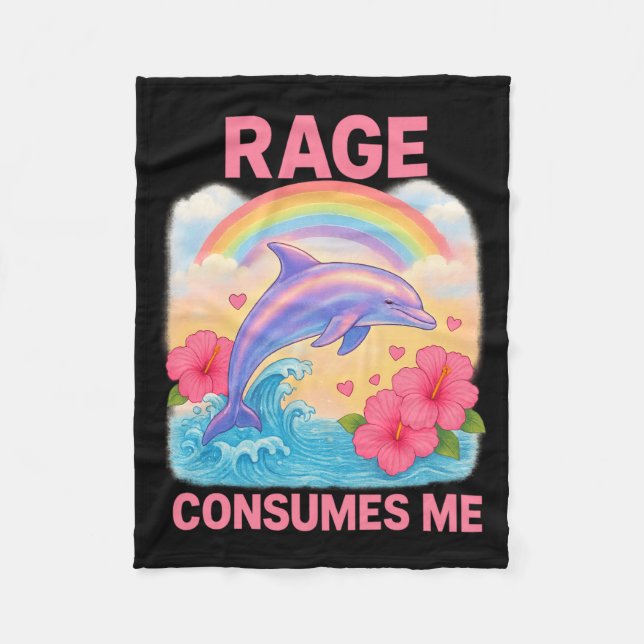 Rage Consumes Me Dolphin  Fleece Blanket (Front)