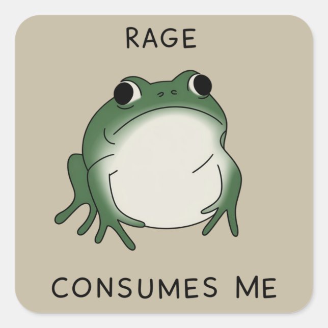 Rage Consumes Me Frog Pond Meme Vintage Nature Square Sticker (Front)