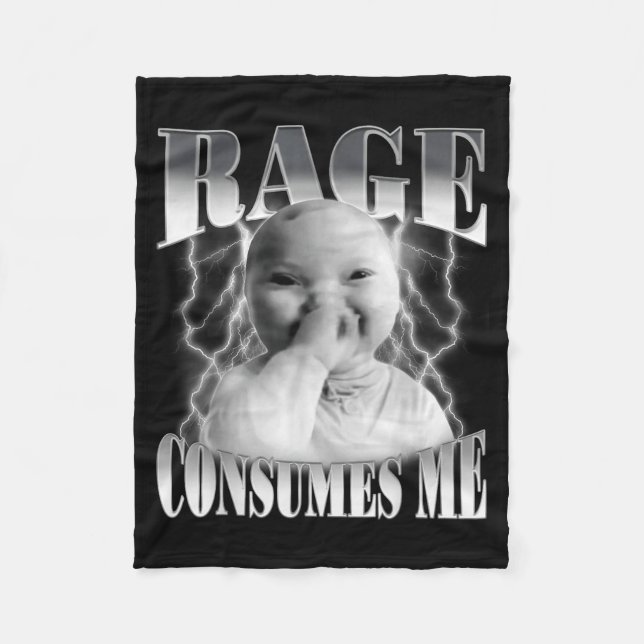 Rage Consumes Me Funny Ai Baby Holding Laugh Brain Fleece Blanket (Front)