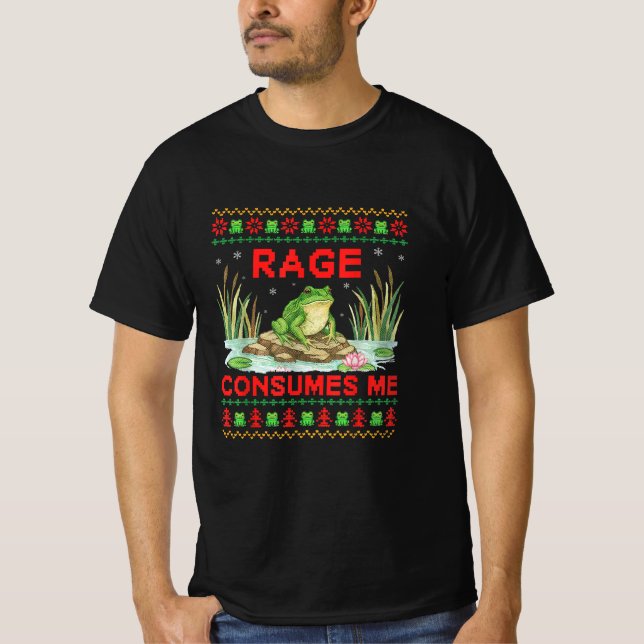 Rage Consumes Me Funny Frog Meme Retro Humor Joke T-Shirt (Front)
