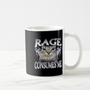 Rage Consumes Me Funny Silly Staring Cat Meme Wome Coffee Mug