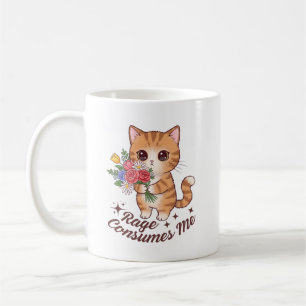 Rage Consumes Me Kitten Flowers Cute Minimalist Coffee Mug
