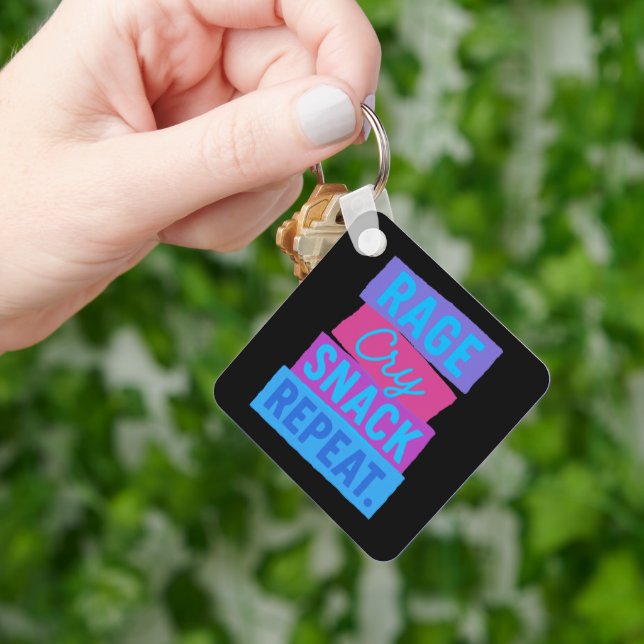 RAGE. Cry. SNACK. REPEAT.  Key Ring (Hand)