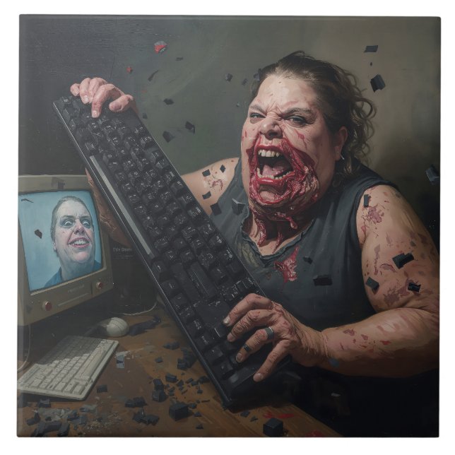 Rage Error: System Failure - Ctrl Alt Delirium Ceramic Tile (Front)