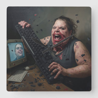 Rage Error: System Failure - Ctrl Alt Delirium Square Wall Clock