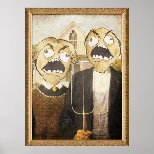 Rage Face Meme Face Comic Classy Painting Poster (Front)