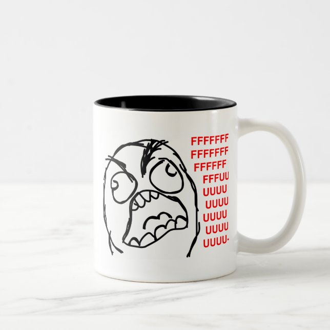 rage face rage comic meme lol rofl Two-Tone coffee mug (Right)