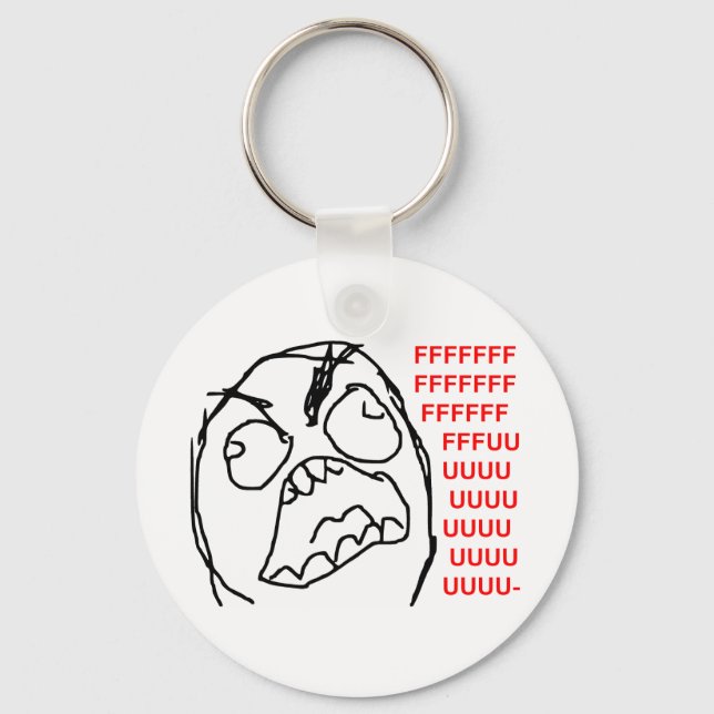 Rage Guy Angry Fuu Fuuu Rage Face Meme Key Ring (Front)