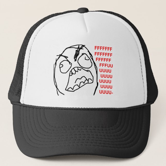 Rage Guy Angry Fuu Fuuu Rage Face Meme Trucker Hat (Front)
