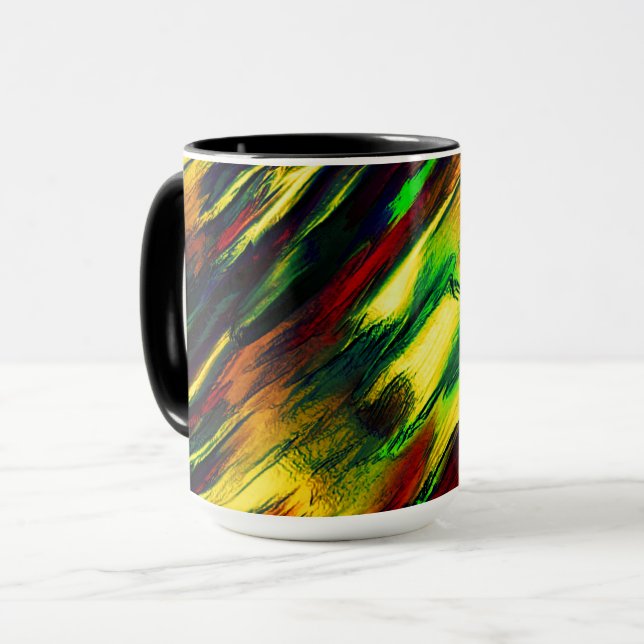 Raged stained from red to yellow, a little green  mug (Front Left)