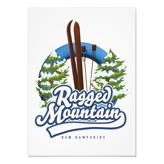 Ragged Mountain New Hampshire ski logo Photo Print (Front)