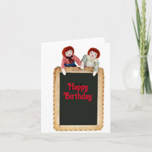 Raggedy Ann & Andy Card on chalkboard allow edit