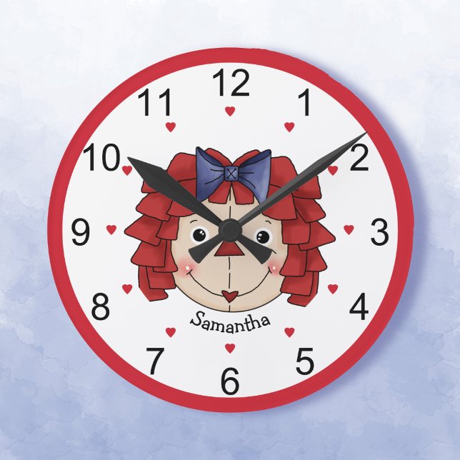 Raggedy Ann Face Personalised  Round Clock (Creator Uploaded)
