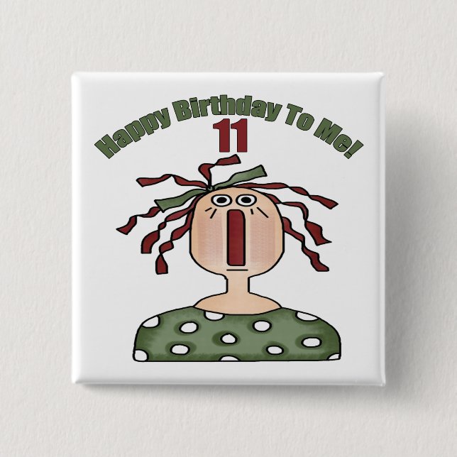 Raggedy Annie 11th Birthday Gifts 15 Cm Square Badge (Front)