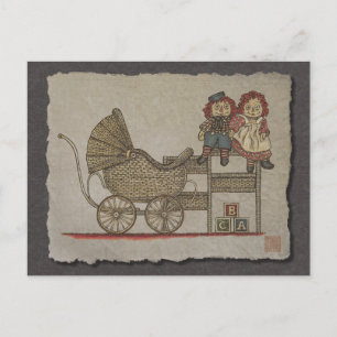 Raggedy Doll & Baby Buggy Postcard
