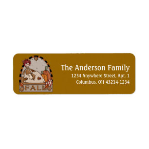 Raggedy Doll Fall Season Return Address Label