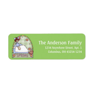 Raggedy Doll Spring Season Return Address Label
