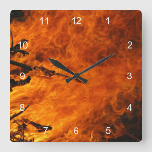 Raging Fire Square Wall Clock