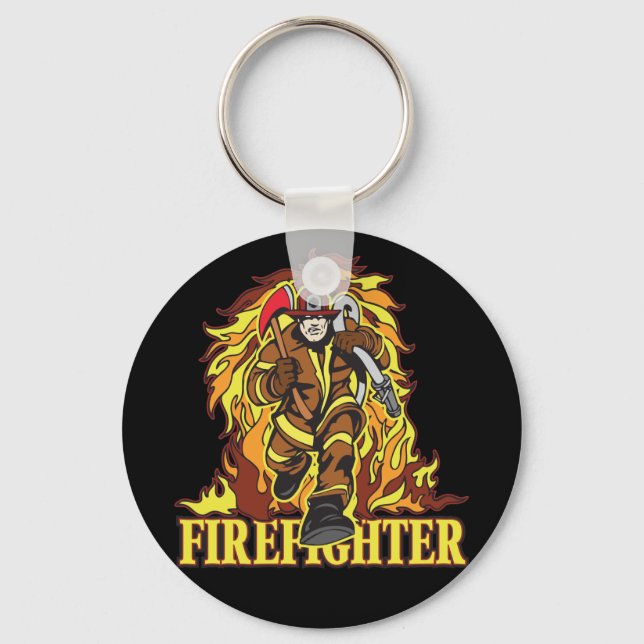 Raging Flames Firefighter Key Ring (Front)