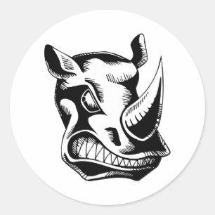 RAGING RHINO TATTOO TRIBAL VECTOR GRAPHIC CLASSIC  CLASSIC ROUND STICKER