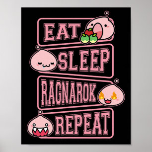 Ragnarok Poring Eat Sleep Repeat Gamer Meme Tee Poster