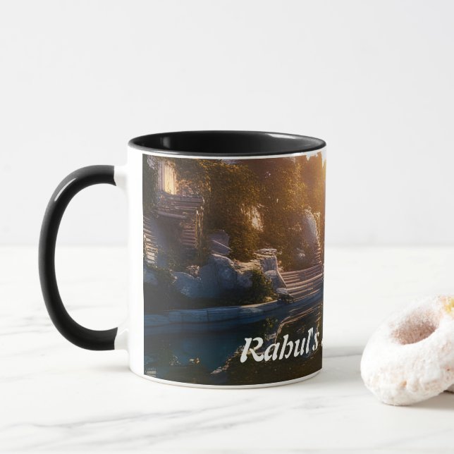 Rahul's Morning Tea Personalised Customisable Mug (With Donut)