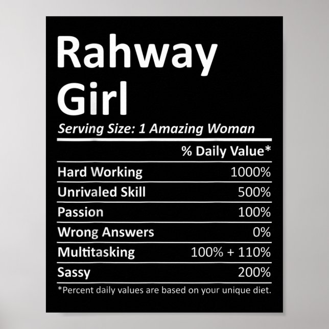 Rahway Girl Nj New Jersey Funny City Home Roots Us Poster (Front)